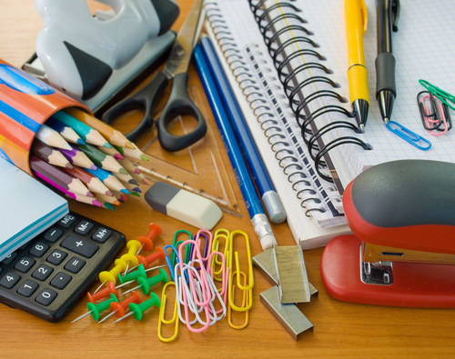 Desk with stationery